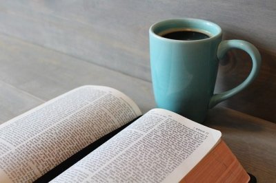 Bible with coffee